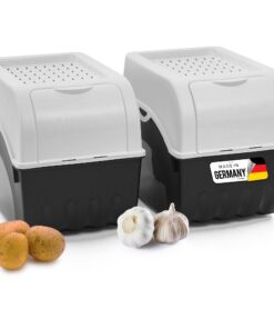 Novaliv Kartoffel Aufbewahrungsbox 2x groß 9L Weiss | Kartoffelbox Gemüsebox stapelbar | Frischhaltung Frischhaltedose
