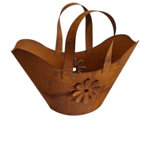 Bornhöft Blüte Tasche zum Bepflanzen von Windlichtern | Edelrost Metallraspeltasche zum Beetdekorieren Bornhöft | Rusti