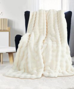 Kuscheldecke Flauschig - Weiche Plüsch Kuscheldecke, Warme Decke für Couch und Bett, Dicke 1200GSM Kaninchen Kunstfell L