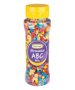 Günthart BackDecor Zuckerstreusel ABC Mix, farbenfroh für Schulanfang oder Kindergeburtstag, 1er Pack (1 x 95 g)
