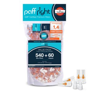 Slim Zigarettenfilter Anti Teer Aufsatz für Smoke-Free Zigaretten Erfahrung - Paff Right 540+60 Filters, 5.25-6 mm Plast