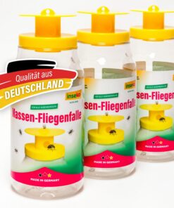 Inseko Massenfliege-falle I Attraktive Fliegenfalle mit Lockstoff für Garten und Terrasse I Dauerhafte 3 Stück-Idee für