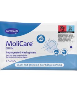 MoliCare Skin Feuchte Waschhandschuhe – parfümfrei & dermatologisch getestet, pH-hautneutral – Schonende Ganzkörperreini