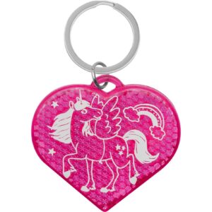 GRUSS & CO Sheepworld 74219 - Anhänger mit Reflektor, Herz und Einhorn, Dein cooler Schulweg-Begleiter, 5,5cm, Metallrin
