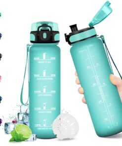 KollyKolla Trinkflasche Kohlensäure Geeignet mit Zeitmarkierung Auslaufsicher 500ml/1L/1.5L Sport Fitness