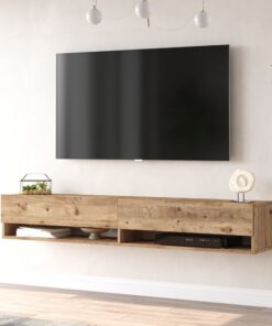 **en.casa TV Schrank Laitila mit 2 Ablagen und 2 Schranktüren für Fernsehen im rustikalen Design** | **en.casa Fernseht