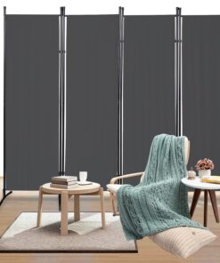 Vkechh Raumteiler Paravent 4 Teile Anthrazit Innen Sichtschutz Freistehend Faltbar 200x170cm