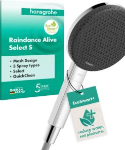 Hansgrohe Raindance Alive Select S Wassersparender Duschkopf - EcoSmart+, 3 Strahlarten, Antikalk-Funktion, Chrom, 24512