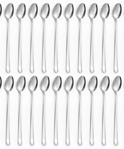 BEWOS Latte Macchiato Löffel Set 24 Stück - Edelstahl Longdrinklöffel 7,8" Spülmaschinenfest für Kaffeerocker