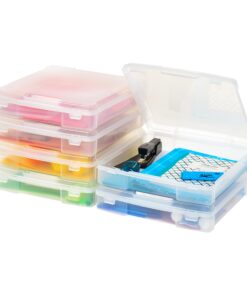 Iris Ohyama Tragbare Aufbewahrungsbox SBC-350, 10L BPA-Freie Dokumenten Organizer, 6er-Set,Transparent/flach für Schreib
