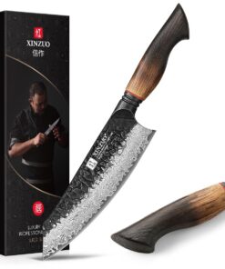 XINZUO Damaststahl Küchenmesser - Scharfe Klinge und Hammerfinish - Profi Geschmiedet - Multifunktionales Chefwerkzeug -