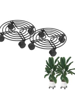 JNGLGO Metall Rund Pflanzenroller für Garten und Innenbereich, 2 Stück 30 cm, Dekorativ Schmiedeeisen Blumentopf Unterse
