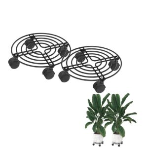 JNGLGO Metall Rund Pflanzenroller für Garten und Innenbereich, 2 Stück 30 cm, Dekorativ Schmiedeeisen Blumentopf Unterse