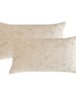 Soulful Leinen Kissenbezug 40x80, ÖkoTex Zertifiziert - GardenFloral Boho Textur Kissenbezüge, 2 Teilig mit Reißverschlu