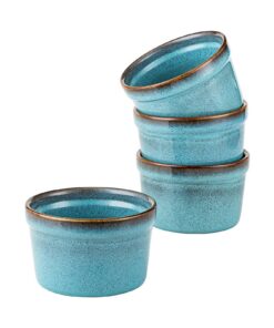 HENXFEN LEAD Soufflé Förmchen 4er Set 240ml Creme Brûlée Schälchen Reactive Blue