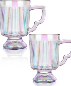 Joeyan Regenbogen Kaffeetassen 350ml 2er-Set Espresso Irish Coffee Heinke Gläserheiße/kalte GetränkeVintage GERIFFELT