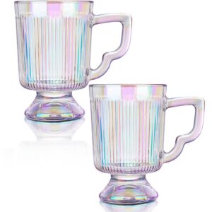 Joeyan Regenbogen Kaffeetassen 350ml 2er-Set Espresso Irish Coffee Heinke Gläserheiße/kalte GetränkeVintage GERIFFELT