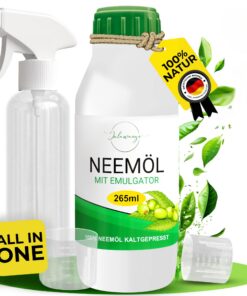 Jalawango Neemöl mit Emulgator 100% Natur, Sprühfertig, 265ml, inkl. Sprühflasche & Messbecher, ideal für Schädlingsbekä