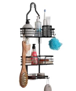 BELLE VOUS Schwarz Duschablage - Hängend für Dusche - Duschregal - Duschkorb - Halterung für Duschgeschirr - Stylish Dus