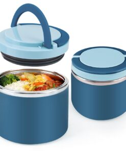 Thermo Lunchbox 1 Liter Edelstahl mit Griff für unterwegs und Mahlzeiten - Auslaufsicher fürWarmes und Kaltes Essen - Id