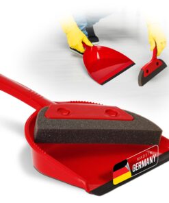 Novaliv Schaumstoffkehrgarnitur - Rot - Schaufel, Besen & Handfeger - Hochwertiger Handkehrset für Wohnraumbereinigung -