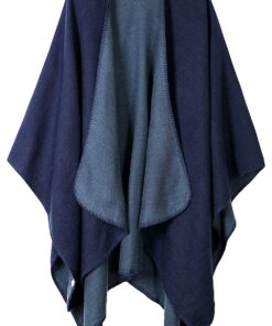 Shmily Girl Poncho Damen Winter Warm Elegant Übergroße Strick Poncho Frauen