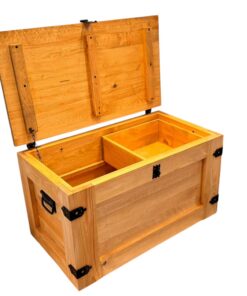 Weeco Holztruhe mit beweglichem Regal und Rädern, Eichenfarbe fürs Spielzimmer, Kinder-Schatztruhe mit Schiebenschublade