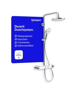 Duravit Wassersparendes Duschsystem, Duschkopf mit Thermostat und 3 Strahlarten, reinigungsfreundlich, Duschset im Winke