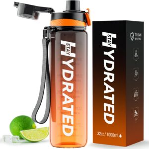 Mevoly Wasserflasche 1 Liter Auslaufsicher BPA-Frei für Sport und Fitness Outdoor Carbonfree Certified