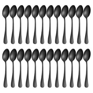 BEWOS Schwarzesteel Teelöffel, Edelstahl, spülmaschinenfest, ideal für Haushalt & Restaurant, 24 Stück, 14,1 cm hochgla