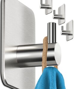 Menz Handtuchhalter ohne Bohren - Wasserfeste Klebehaken, Edelstahl Handtuchhaken für Bad – Hochwertige Haken selbstkleb