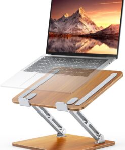 CIRYCASE Höhenverstellbarer Aluminium & Holz Laptop Ständer, Kompatibel mit MacBook & HP 10-16" (Königlicher Teak-Gran),