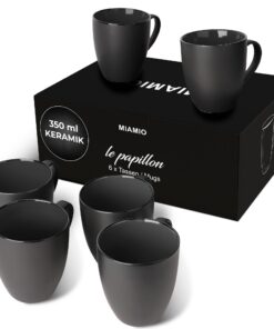 MIAMIO 6er Kaffeetassen Set - Modern für Coffee Lovers - Tassen Set 6er Le Papillon Kollektion - 350 ml - Tagesabendniel