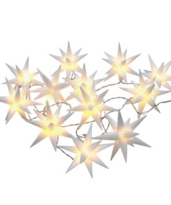 Spetebo 3D Stern Lichterkette - 12 LED Sterne (12 cm) - weiß Strom betrieben für Haus und Garten zur Weihnachtzeit Adven