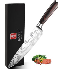 JUANSHI® Hochwertiges Kochmesser Profi Asiatisches Sushi Sashimi Messer 20 cm Edelstahl Pakkaholzgriff Geschenkbox