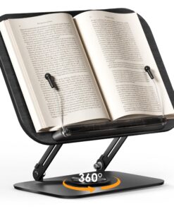 SupeDesk Leseständer verstellbarer Holz-Buchhalter 360° drehbar,Kochbuchhalter mit Seitenclip,Präsentationsständer für Z
