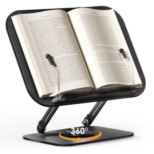 SupeDesk Leseständer verstellbarer Holz-Buchhalter 360° drehbar,Kochbuchhalter mit Seitenclip,Präsentationsständer für Z