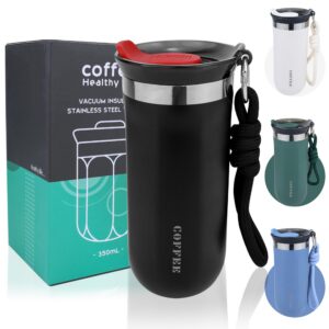 Disoza Thermobecher 500 ml Kaffee to go Schwarz | Disoza Thermo Becher mit Deckel 500 ml Kaffee | Disoza Termokaffeebec