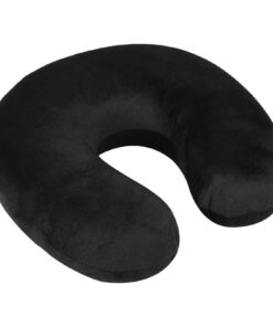 WELLGRO Nackenkissen Schwarz - Memory Schaum Reisekissen mit Reißverschluss - Farbe wählbar - Reise- und Schlafbegleitun