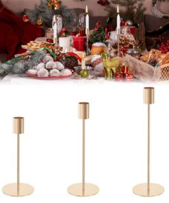 Kerzenständer Schwarz für Party und Hochzeit mit Gold Deko undVintage Design, 3 Stück, perfekt für Abendessen und Geburt