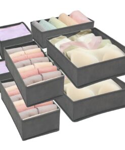 Faltbarer Schubladen Organizer Grau 8er Set für Kommode & Schrank – Stabiler Ordnungshilfe für Kleidung, BHs & Socken