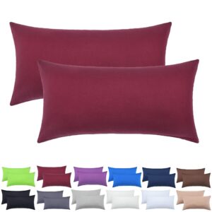 NatureMark 2er Set Jersey Kissenbezüge – weich, atmungsaktiv und hautfreundlich – Waschbar – 40x80 – Bordeaux Rot OEKO-T