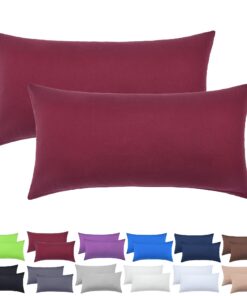 NatureMark 2er Set Jersey Kissenbezüge – weich, atmungsaktiv und hautfreundlich – Waschbar – 40x80 – Bordeaux Rot OEKO-T