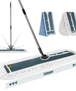 Myiosus Groß Wischmopp, 105cm Breit, für Hartholz und Laminat - industrieller Edelstahlgriff, Baumwolle Mikrofaser Mopp,