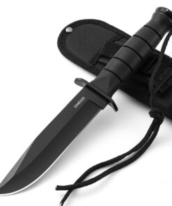 Omesio Outdoor Überlebensmesser, feststehende Klinge, perfekt für Fahrten - Schwarz