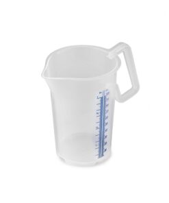 Thermohauser Messbecher geschlossenem Griff, Kunststoff PP, 1000 ml, blaue Skala in Litern und Millilitern