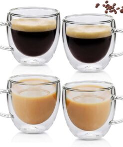 4 Stück Doppelwandige Latte Macchiato Gläser für Cappuccino und Kaffee mit Kältebeständigkeit, ideal für Kaffee-Liebhabe