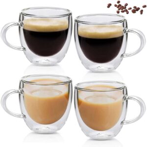 4 Stück Doppelwandige Latte Macchiato Gläser für Cappuccino und Kaffee mit Kältebeständigkeit, ideal für Kaffee-Liebhabe