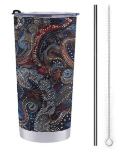 FZMTLDS Folk Art Muster Edelstahl Wasserflasche 20oz Für Frauen Und Männer Auto Tasse Isolierte Kaffeetasse Geschenke Au