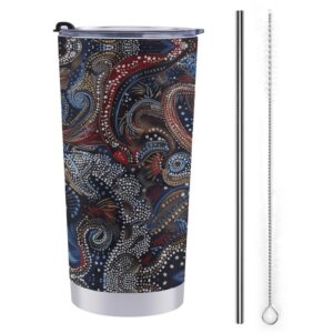 FZMTLDS Folk Art Muster Edelstahl Wasserflasche 20oz Für Frauen Und Männer Auto Tasse Isolierte Kaffeetasse Geschenke Au